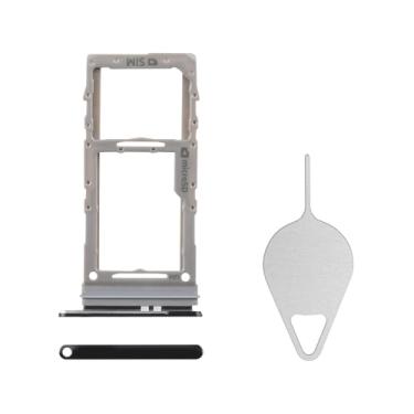 Imagem de BESJMYT Substituição da bandeja do cartão SIM para Samsung Galaxy S20 Ultra 5G (versão SIM único) Adaptador de suporte para compartimento de cartão preto cósmico com ejetor de agulha para S20 Ultra 5G