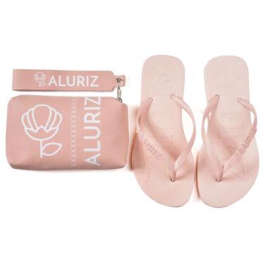 Imagem de Chinelo Feminino com Bolsa Necessaire Aluriz, Bege, 39/40