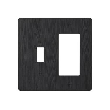 Imagem de Wpshijia Capa de interruptor de luz preta vintage textura de madeira rústica de madeira 2 placas de parede combinadas com interruptores e tampas de tomada, receptáculo para decoração de casa de
