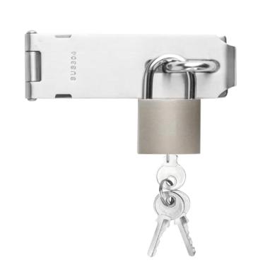 Imagem de 1 conjunto de ferrolho de cadeado de aço inoxidável, fechaduras de trava de ferrolho de porta, trava de cadeado fechaduras de porta de portão, trava de ferrolho resistente com chave de trava para