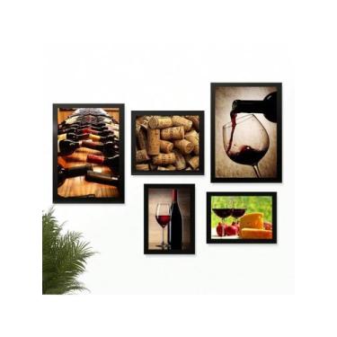 Imagem de Kit 5 Quadros Decoração Placas Area de Churrasco Cerveja Marcas Bar Bu