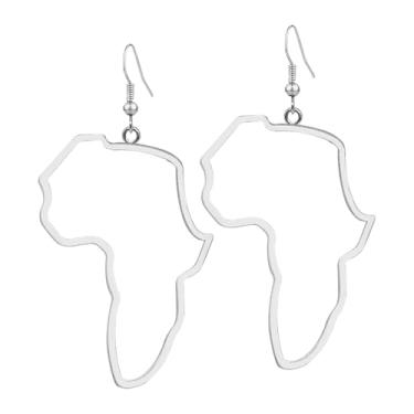 Imagem de QUSIJIA Conjunto de brincos femininos com mapa africano, coração da fé, estilo étnico, boêmio, trumpet, Metal, Sem pedra preciosa
