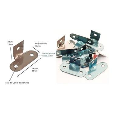 Imagem de Cantoneira Inox Com 3 Furos Para Fixar Moveis 100 Peças - Plenitude