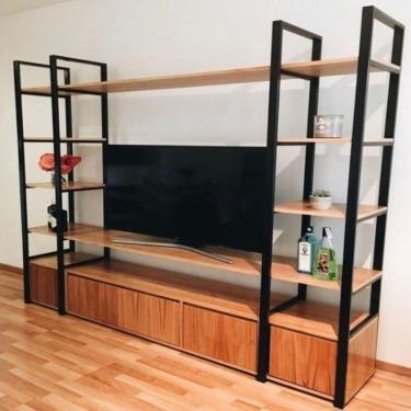 Imagem de Estante Aço/Mdf Estilo Industrial Mobbili Es-01