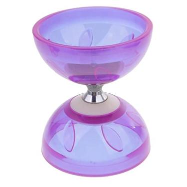 Imagem de Generic Conjunto de Diabolo de Rolamento Triplo Premium com Palitos de Mão de Metal, roxo, 13 cm