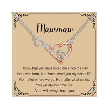 Imagem de MAOFAED Colar de coração infinito para avó, apelidos da vovó, mercadoria do Dia das Mães, Metal, Sem Pedra Preciosa