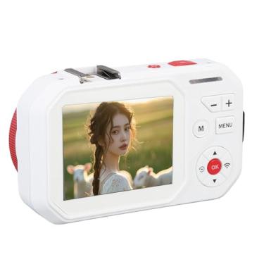 Imagem de Câmera Digital 4K, Câmera Compacta de 64MP de Telas Duplas para Fotografia Com Zoom Digital 18x, Foco Automático Preciso, Tela HD de 2,8 Polegadas, para Escola, Viagens (Branco)