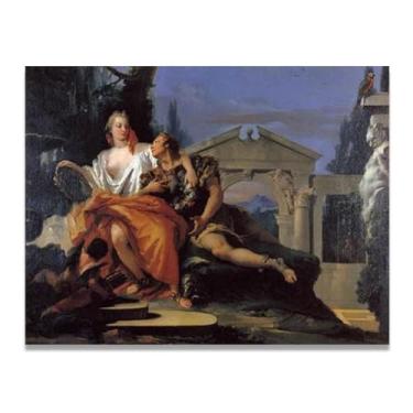 Imagem de Impressão em tela Rinaldo and Armida Giovanni Battista Tiepolo – Obra-prima rococó barroca, pintura escolar de Veneza, pintura a óleo decorativa para galeria doméstica 30 x 39 cm
