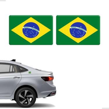 Imagem de Par De Adesivos Bandeira Brasil Resinado Emblema Universal - SPORTINOX