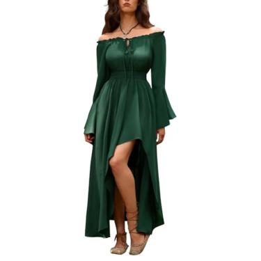Imagem de Scarlet Darkness Vestido feminino renascentista tomara que caia manga sino vestidos góticos, Verde, GG