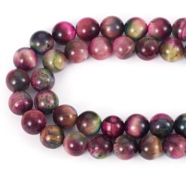 Imagem de Spritewelry 1 fio contas de olho de tigre natural 8 mm contas de pedras preciosas redondas lisas Rondelle dragão veia solta polida chakra contas para fabricação de joias cerca de 47 peças