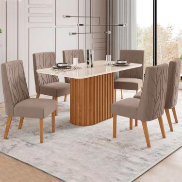 Imagem de Mesa de Jantar 6 Lugares Solana com Vidro Nature/Off White/Amêndoa - H