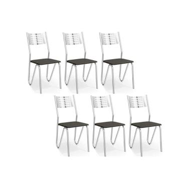 Imagem de Kit 6 Cadeiras de Cozinha Nápoles 2C045 6 Un Cromada/Preto 110 - Kappesberg