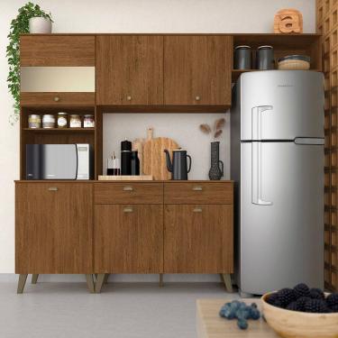 Imagem de Armário De Cozinha Sophia 4 Pçs Retro Com Vidro Freijó - M.a