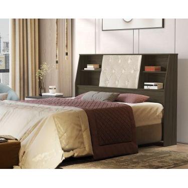 Imagem de Cabeceira Núbia Casal 1.4 Com Capitonê Castanho/Bege  VJ Móveis