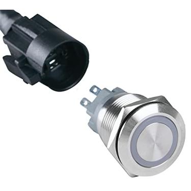 Imagem de ChromaTek Full-Color RGB (WS2812) Interruptor de botão de travamento de 19 mm, Arduino, Raspberry Pi, ESP32, ESP8266 (revestimento prateado, plano)