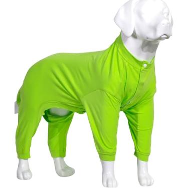 Imagem de Lovelonglong Pijama leve para cães de 1,8 m, macacão de algodão puro com 4 pernas, macacão para cães, fantasia elegante de cachorro para cães grandes e médiosLovelonglong XXXL (Large Dog ~80 Lbs) verde