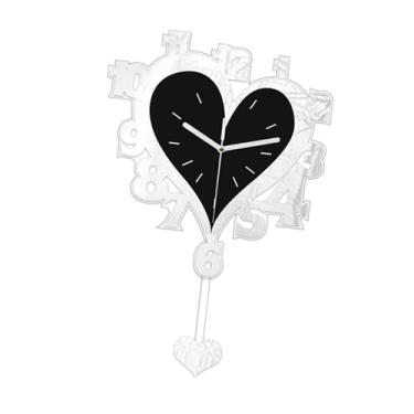 Imagem de FLCPJGV Relógio de parede em formato de coração, relógio decorativo pendurado para cozinha e decoração de casa, Prata