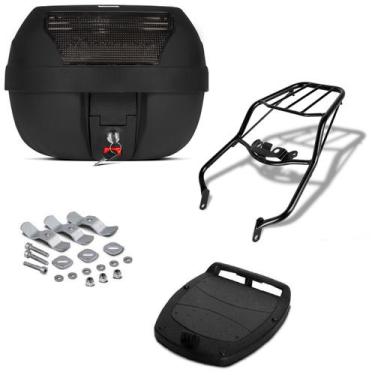 Imagem de Baú Bauleto Preto 28 Litros Com Refletor Pro Tork + Bagageiro Moto, FU
