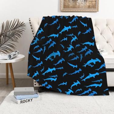 Imagem de O cobertor de tubarão Hammerhead é super macio e quente, o cobertor de flanela leve é para uso em todas as estações 127 cm x 101 cm para crianças