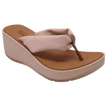 Imagem de Chinelo Tamanco Anabela Feminino Salto Plataforma Medio Palmilha EVA Leve Confortável Terra e Água