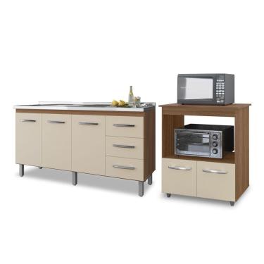 Imagem de Kit Balcão Diana Para Pia 150cm E Balcão Multiuso Angela para Microondas