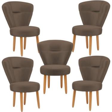 Imagem de Conjunto 5 Cadeiras para Sala de Espera Cozinha Decorativa Tecido Velu