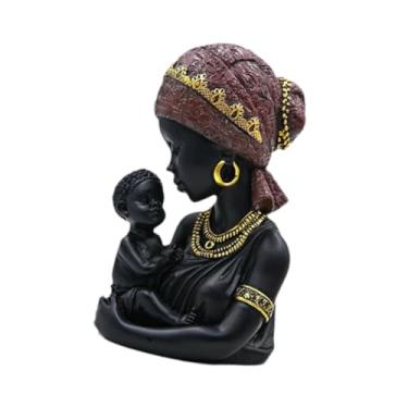 Imagem de MotiveTech Estátua de Mãe E Filho Africana, Busto de Resina, para Estudo, Escritório, Sala de Estar