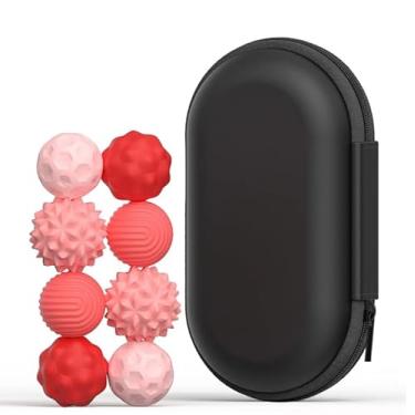 Imagem de Bolas Sensoriais Magnéticas Anti-Estresse, 8 Peças, Texturas Variadas em Silicone, com Estojo Portátil (Vermelho)