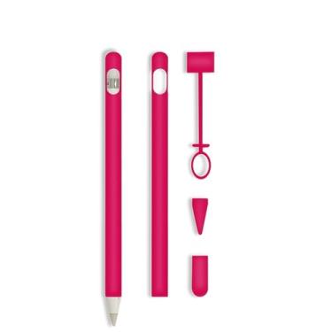 Imagem de siduater Capa de silicone para Apple Pencil 1ª geração, capa de caneta ultraleve, acessórios de proteção macia para iPad Pencil com 2 capas de ponta, 1 cabo adaptador de cabo, magenta