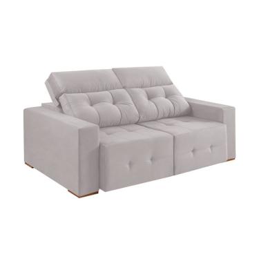 Imagem de Sofá 4 Lugares Retrátil e Reclinável Roma Veludo Prata 250 cm