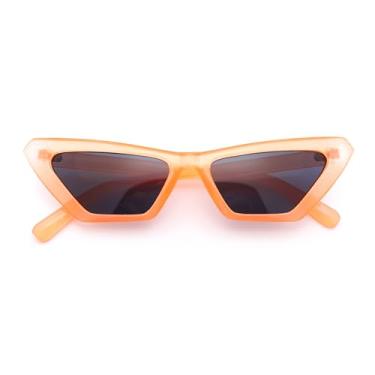 Imagem de Óculos de sol femininos Neon Pop Color 80s Squared Cat Eye, Laranja, 6" (153mm) x 1 6/16" (36mm)