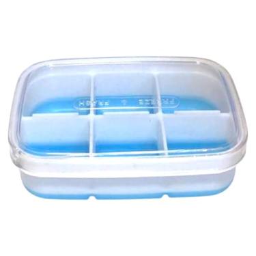 Imagem de Forma de Gelo com Base de Silicone, 6 Cavidades, com Tampa 11x7,2x3cm, Azul