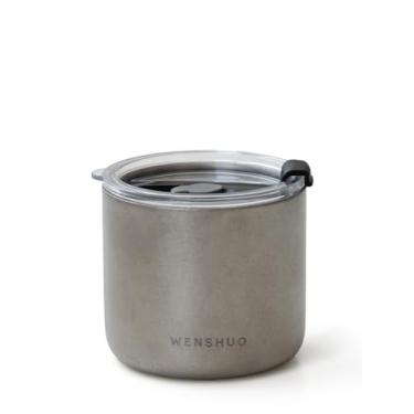 Imagem de WENSHUO Copo externo com tampa flip (textura vintage floco de neve, 250 ml)