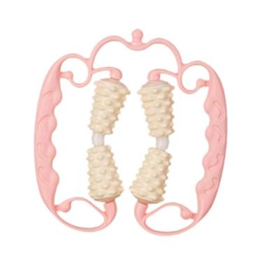 Imagem de Generic Rolo de massagem muscular portátil para celulite, rolo de massagem fáscia com 4 rodas para panturrilhas, musculação, mulheres e homens, exercícios, Rosa