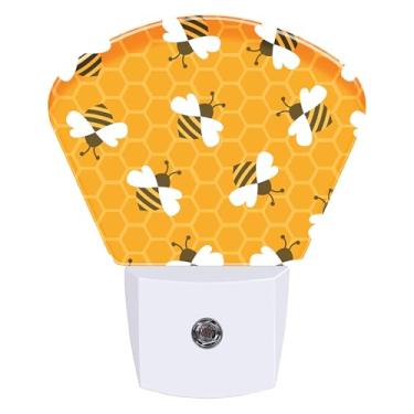 Imagem de AKKAVNIA Luminária noturna de parede decorativa de abelha com mel com sensor de crepúsculo ao amanhecer, luz noturna LED, quarto, cozinha, corredor, escadas, lâmpada de parede