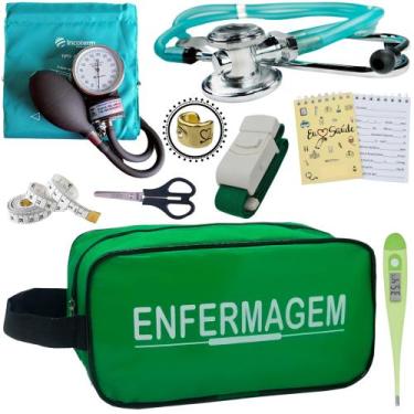 Imagem de Kit Academico Enfermagem Premium Preto Completo - Love Saude, VERDE EN