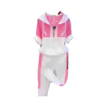 Imagem de Conjunto De Moletom Casual Feminino De Verão Com Manga Curta E Capuz, 