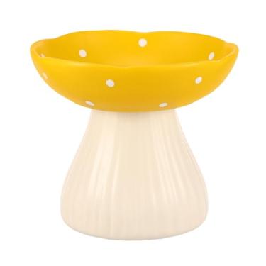 Imagem de Tigela para gatos levantada com cogumelos, tigela elevada para gatos de 293 ml, tigelas elevadas para cães, tigelas de água para cães com cogumelos fofos, pratos de comida e água para gatos elevados