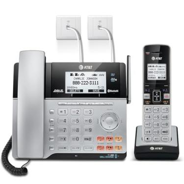 Imagem de AT&T TL86103 2 linhas com fio/sem fio para pequenas empresas com secretária eletrônica, 2 caixas de correio, conexão a célula, locutor de identificação de chamadas, interfone, alimentação de linha