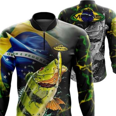 Imagem de Camisa Makis Fishing Com Proteção Uv Manga Longa Patriota, EG(G2), Mk4