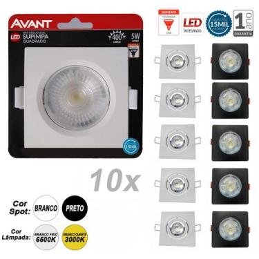Imagem de Kit 10 Spot Led Embutir Direcionável Quadrado Quente Frio - Avant,  Br