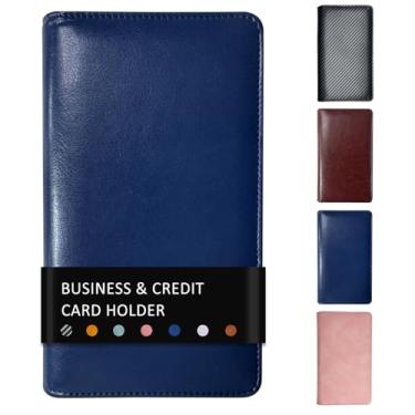 Imagem de DONBAO Organizador profissional de couro com porta-cartões de visita, livreto de cartão de crédito com capacidade para 240, pasta de armazenamento de cartões de nome de poliuretano premium com capa