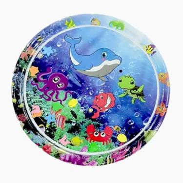 Imagem de Tapete Aquático Atividades Inflável Almofada Bebê Interativo (REDONDO-AZUL)