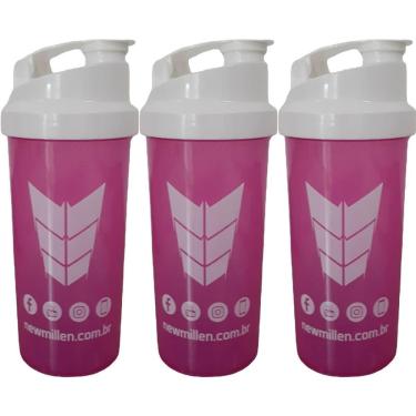 Imagem de Kit 3X Coqueteleira Feminina - 600ml Rosa e Branco - New Millen-Masculino