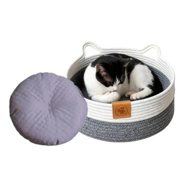 Imagem de Cama para Gato | Corda De Algodão Para Pets Com Tapete - Cama de Dormir para Animais e Cesta,Para Gatinho Cachorrinho Coelho Todas As Estações Quarto Sala Brinquedo Armazenamento De