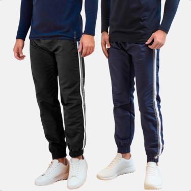 Imagem de Kit 2 Calças Jogger Popular Esporte Tecido Tactel Elástico na Barra-Masculino