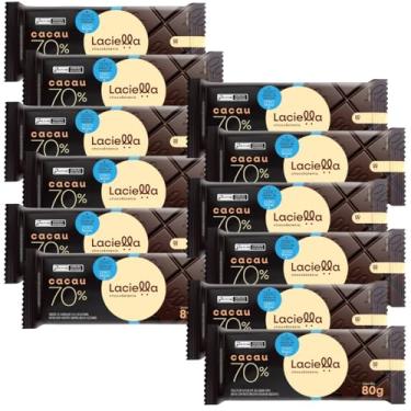 Imagem de 12 Tabletes de Chocolate Amargo 70% Cacau 80g Zero Adição de Açúcar e Zero Lactose Presente Sobremesa Fitness Doce Saudável Dieta Low Sugar