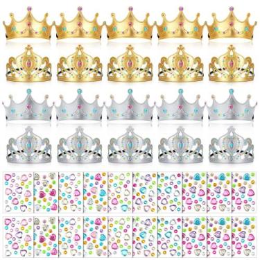 Imagem de Coroas de espuma para crianças, tiaras de princesa, coroas com adesivo