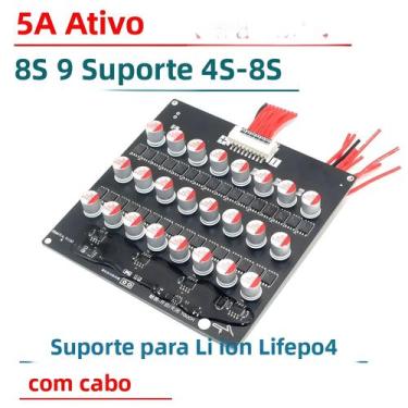 Imagem de Placa De Proteção BMS Para Bateria Ativa 12V 24V 8S 5A, Equalizador E 